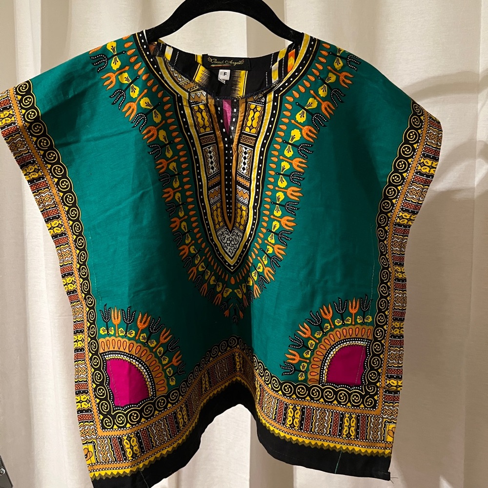 Dashiki print dolman sleeve top S